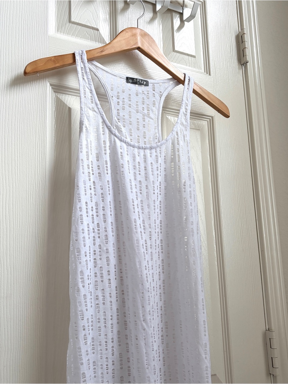 split White Eyelet Racerback Tank - Picture 2 of 3